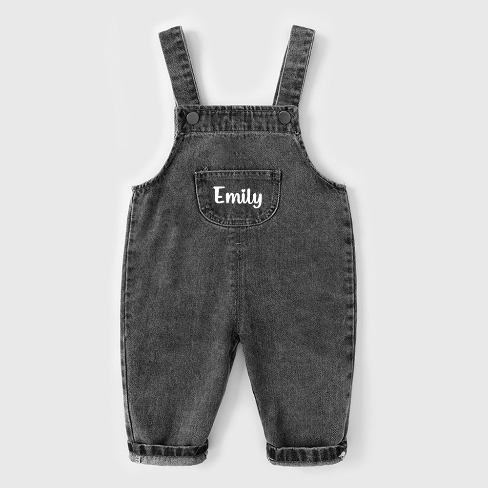 Personalized Kids Denim Overalls| Pants05
