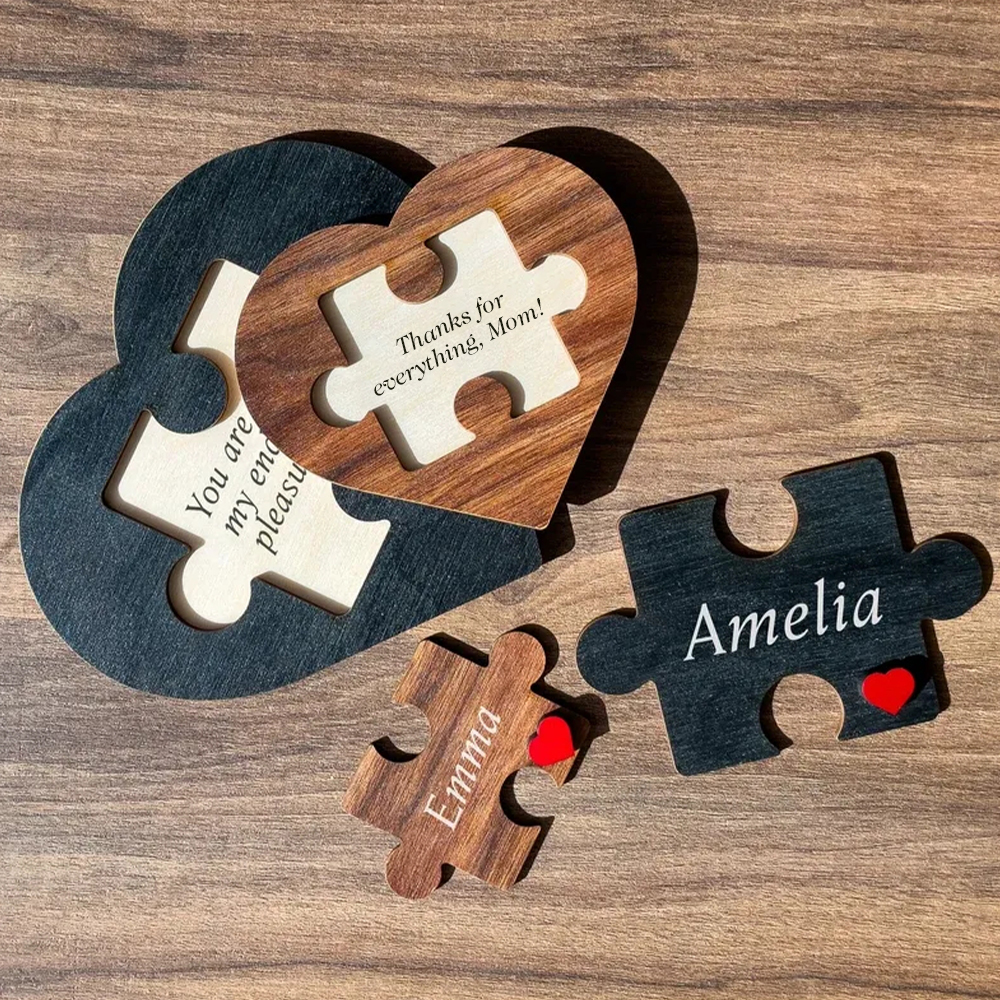 Personalized Mother's Day Keepsake Love Heart Jigsaw Puzzle Name Logo