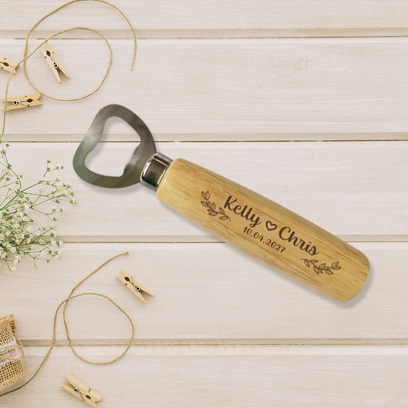 Custom Wooden Bottle Opener,Bulk Wedding Favor for Guests, Personalized Groomsmen Gift, Party Favors