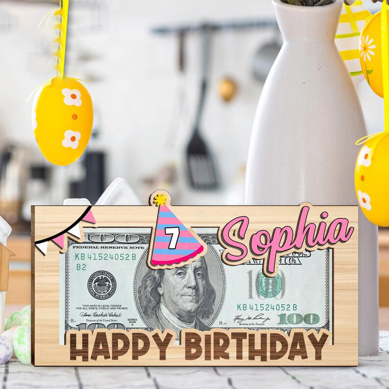 Personalized Funny Birthday Money Holder Gift, Name Money Holder, Birthday Money Gift, Cash Gift Wooden Holder