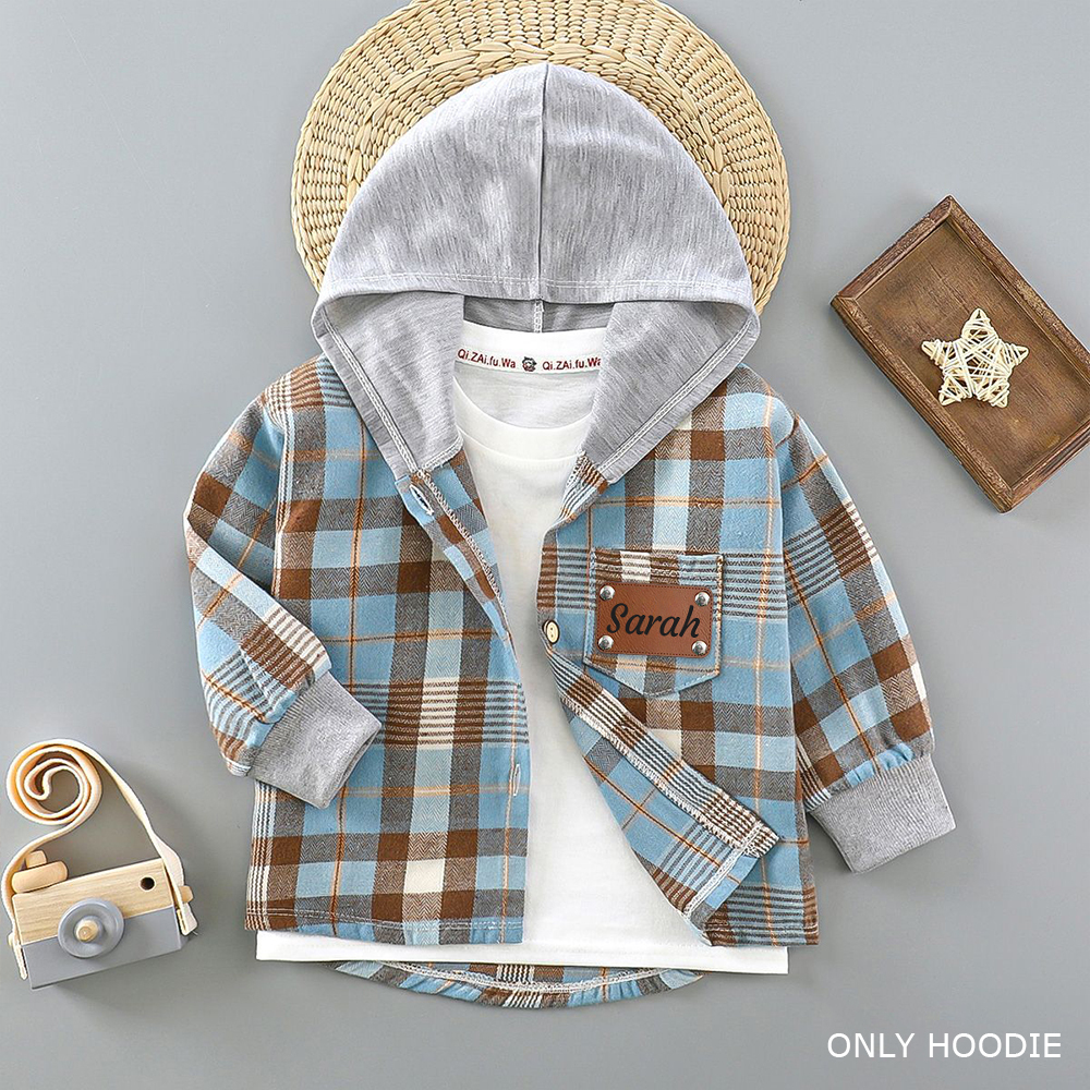 Personalized Kids' Plaid Hooded Shirt Jacket