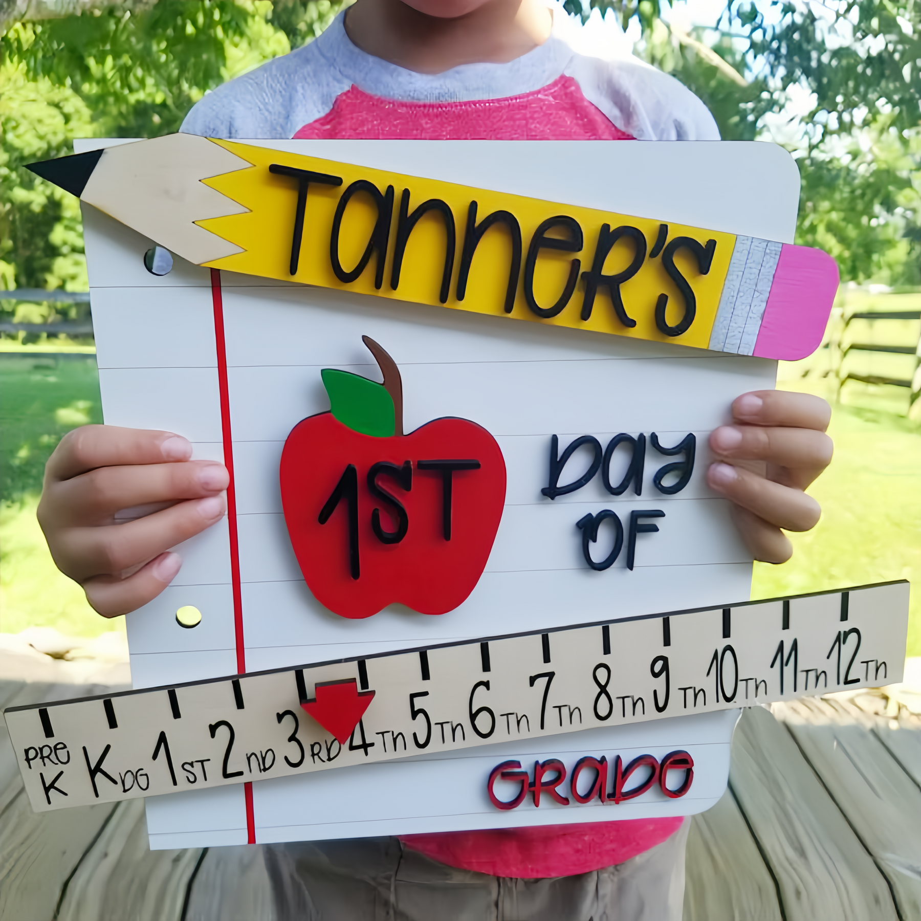 Personalized First/100th/Last Day of School Interchangeable Back to School Sign Prop For Kids Gift Ideas