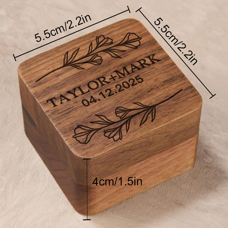 Personalized Wooden Wedding Ring Box, Custom Engraved Engagement Proposal Holder, Bridal Gift For Her, Engrave Ring Box, Wooden Ring Box