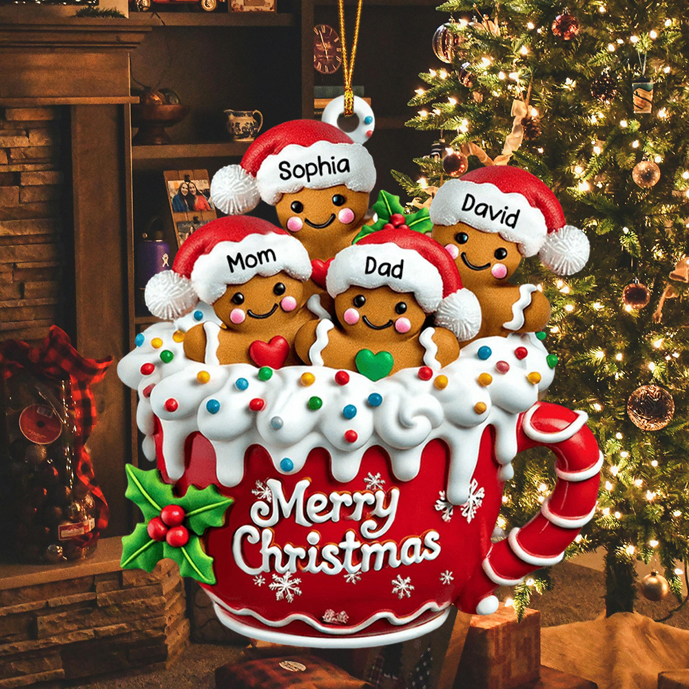 Merry Christmas - Personalized Gingerbread Family Ornament