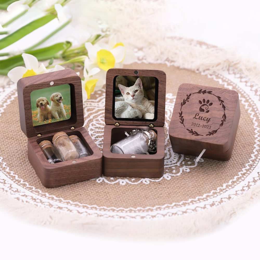 Personalized Handcrafted Wooden Pet Memorial,Custom Pet Ashes Keepsake Box