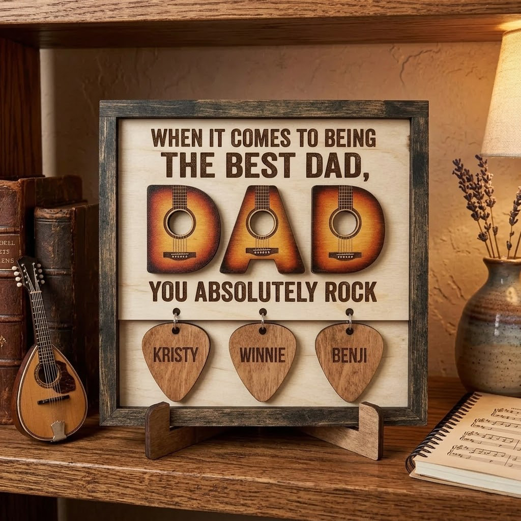 Personalized Dad Guitar Sign, Music Lover Dad Decor