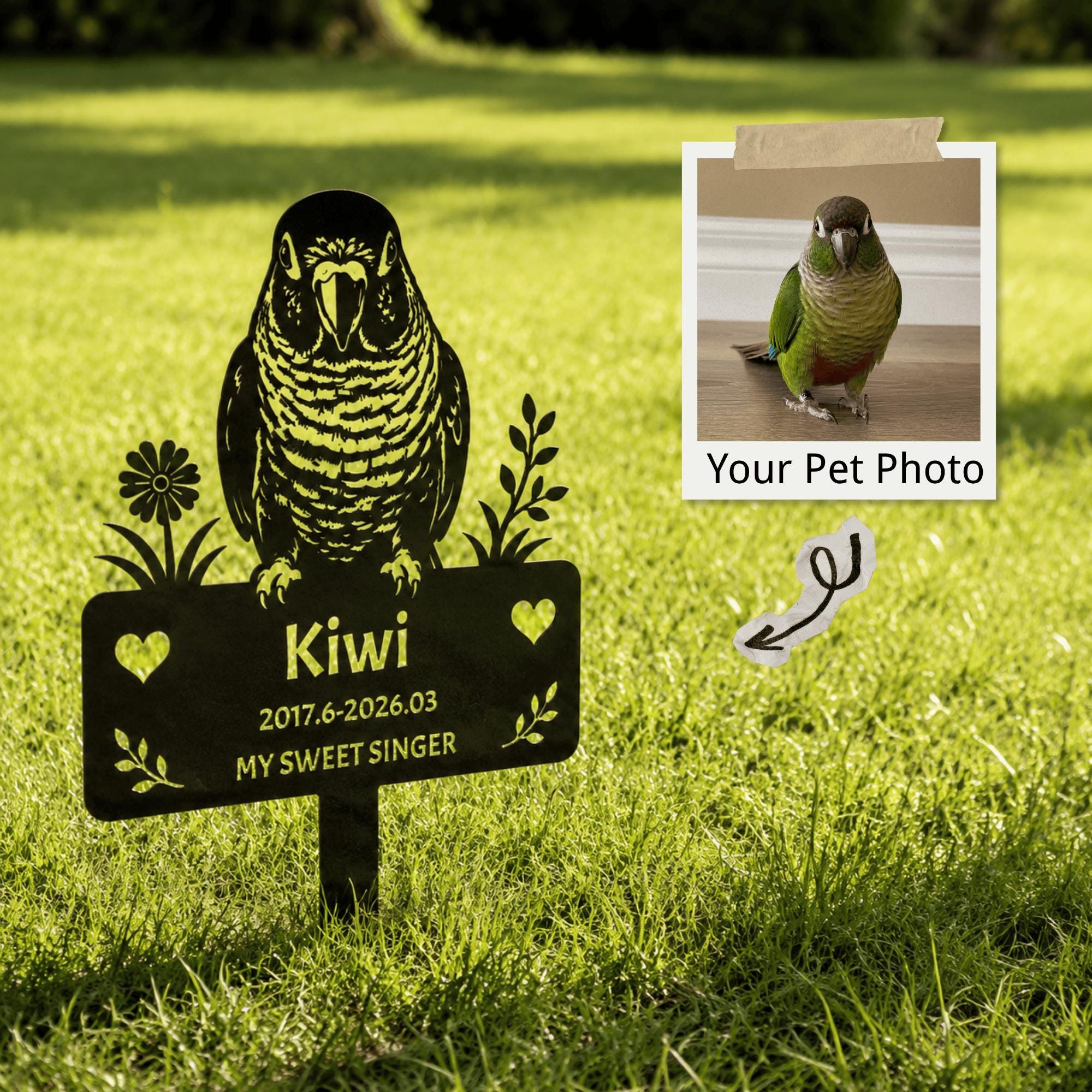 Personalized Pet Portrait Garden Memorial Stake 