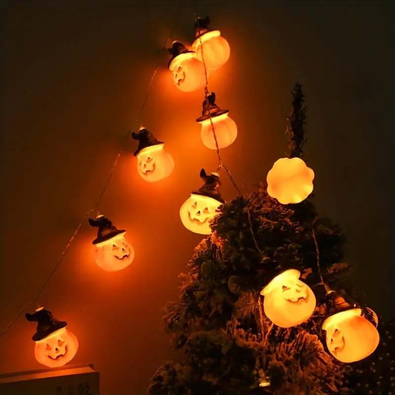 1pc halloween demon light strings 10leds fairy lights pumpkin shape christmas party garden doors and windows autumn decoration 1 5m details 3