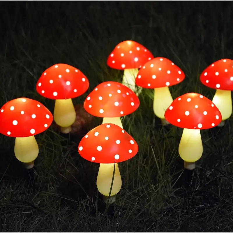 solar mushroom stakes lights 12packs mushroom solar lights outdoor garden 8 lighting modes solar mushroom lights for yard patio pathway lawn multicolored details 2