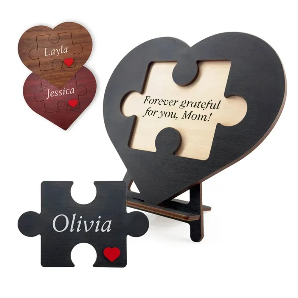 Personalized Mother's Day Keepsake Love Heart Jigsaw Puzzle Name Logo