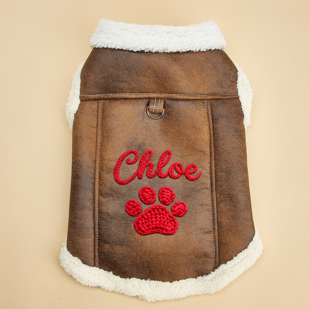Personalized Embroidered Pet Warm Leather Vest