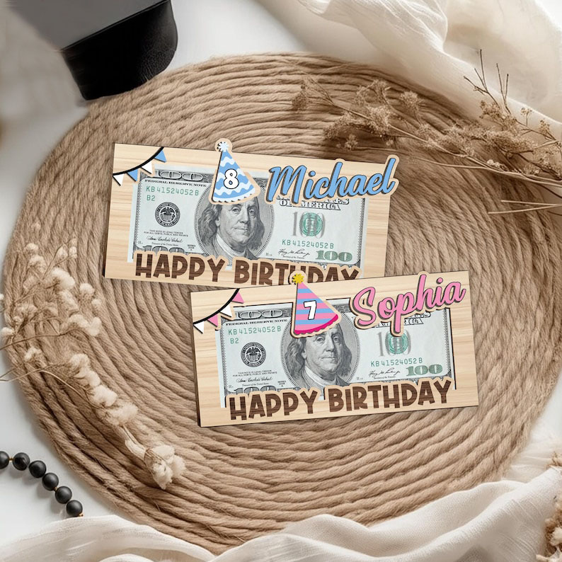 Personalized Funny Birthday Money Holder Gift, Name Money Holder, Birthday Money Gift, Cash Gift Wooden Holder