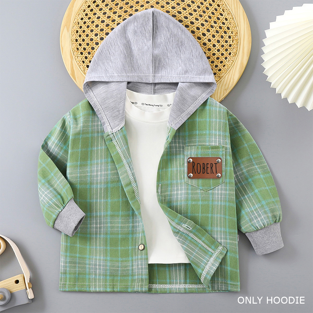 Personalized Kids' Plaid Hooded Shirt Jacket