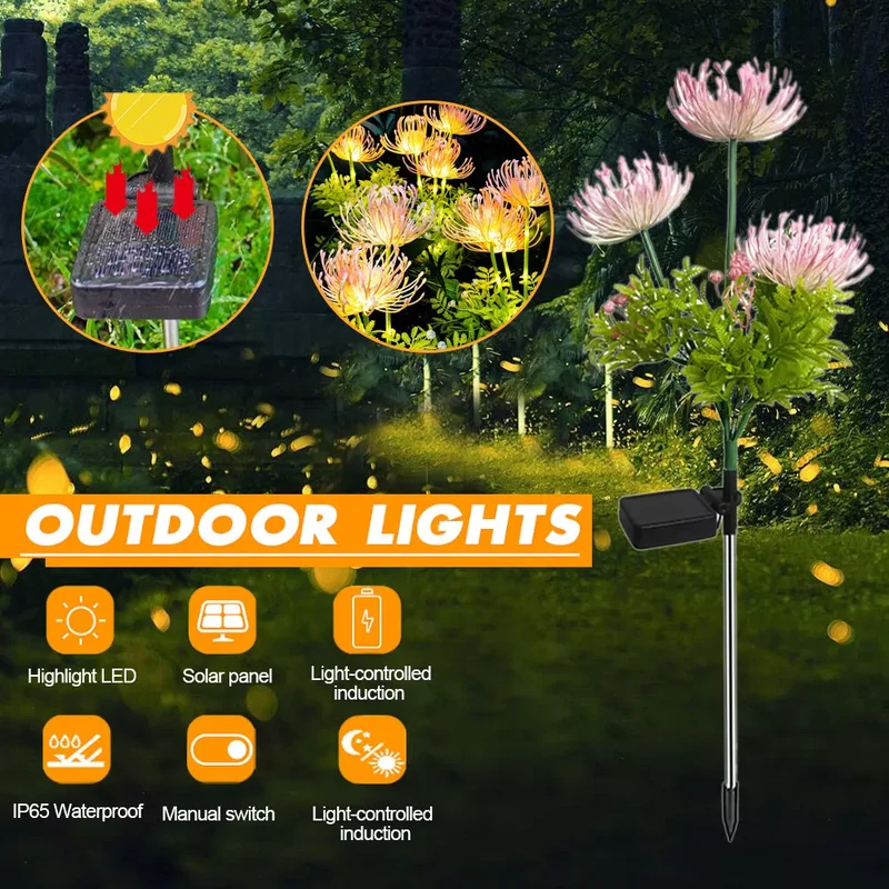Solar Garden Flowers Lights with Glowing Flowers & Stems