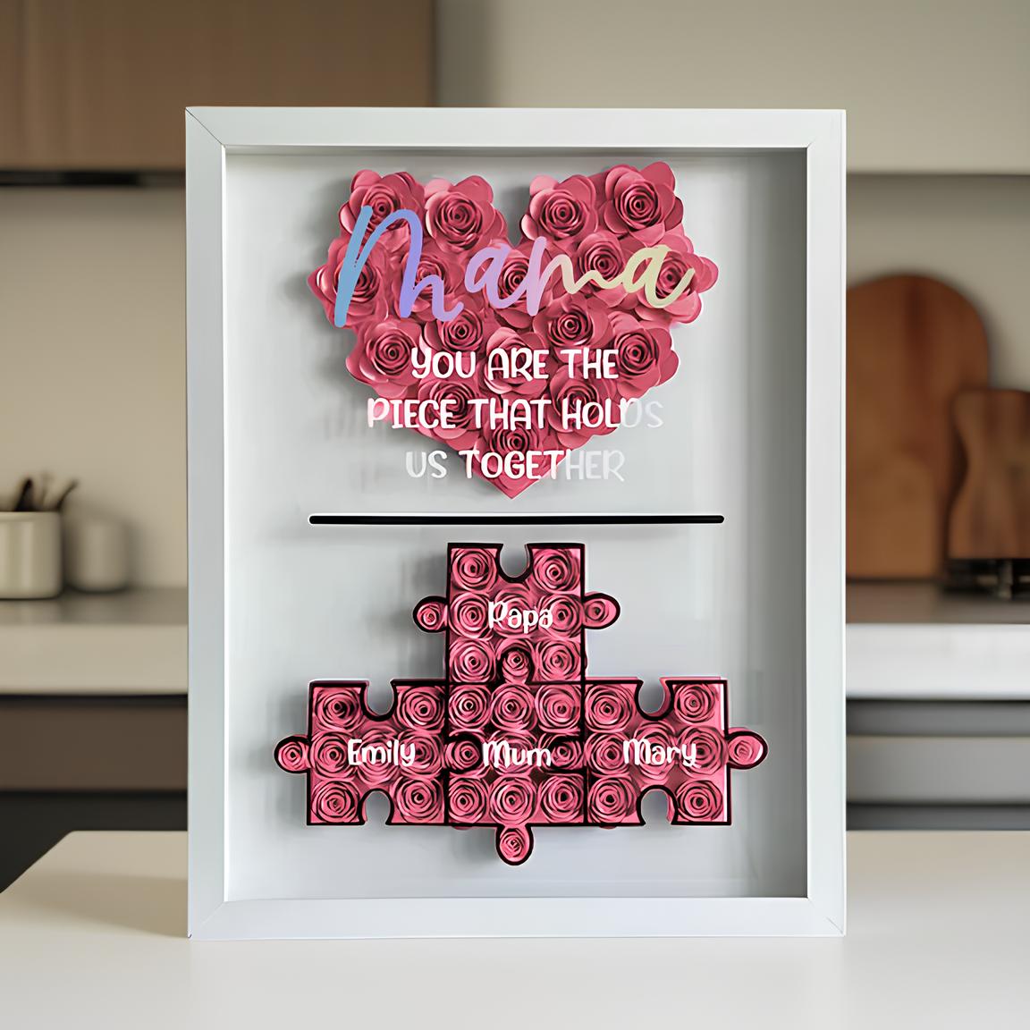 Mother's Day Jigsaw Puzzle Flower Shadow Box, Best Customized Gift for Mom