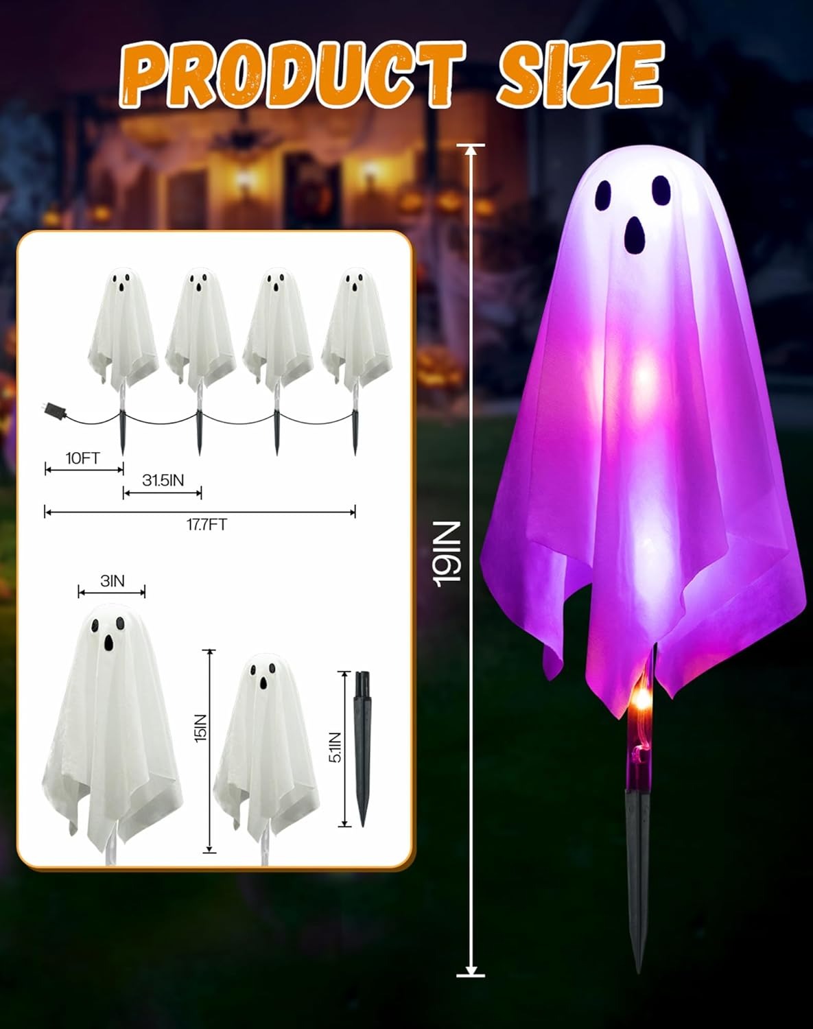 ⚡Flash Sale⚡4 Packs HalloweenGhost Pathway Lights Decorations Outdoor