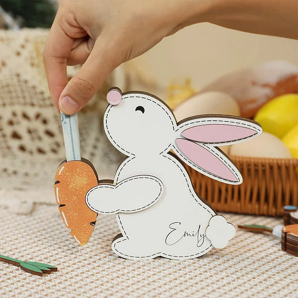Personalized Bunny Rabbit Carrot Wooden Money Holder with Name Easter Home Decor Birthday Gift for Boys Girls