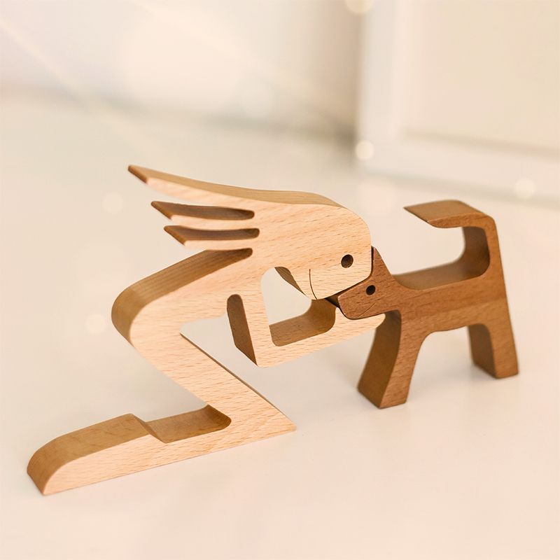 Personalized Custom Wooden Pet Carvings - The Love Between You And Your Fur-Friend - Gift For Pet Lovers - Wood Sculpture Table Ornaments, Carved Wood Decor