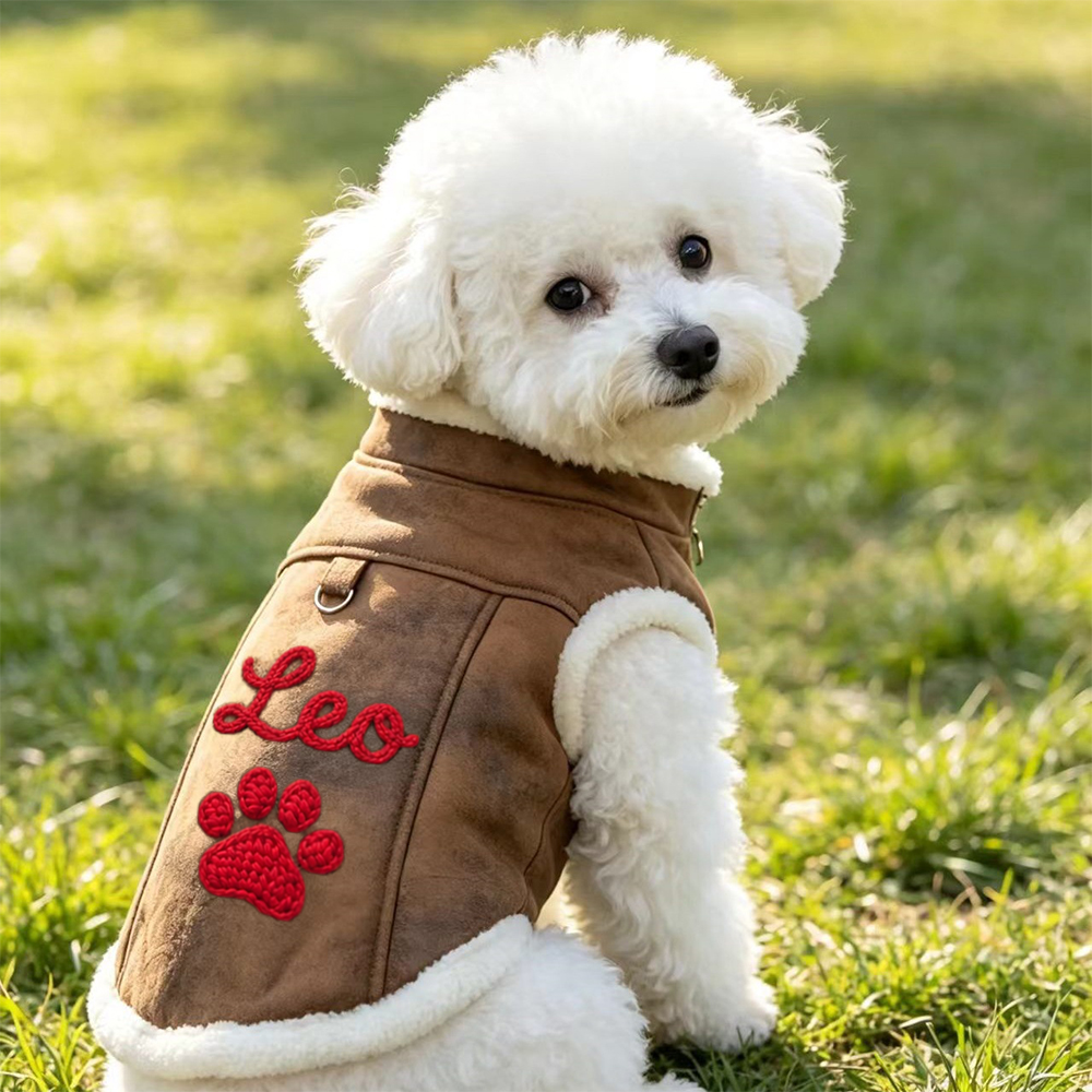 Personalized Embroidered Pet Warm Leather Vest