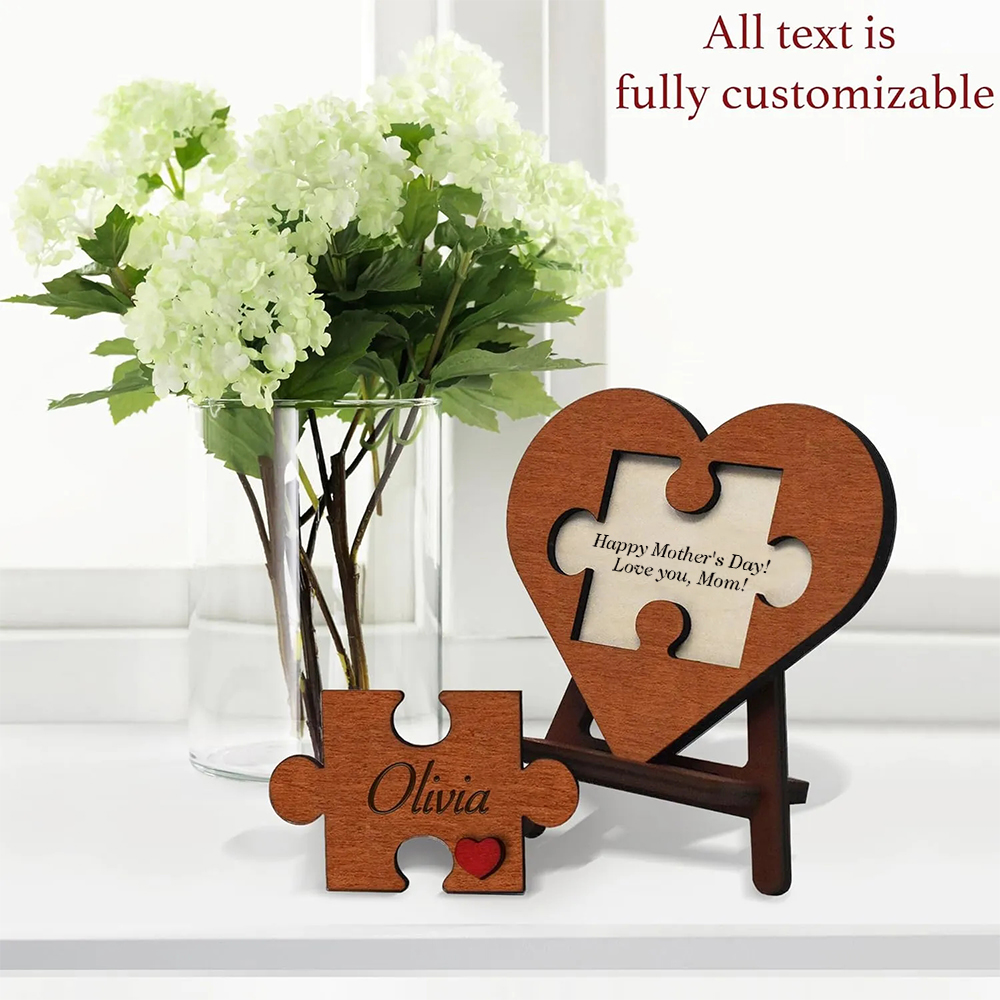 Personalized Mother's Day Keepsake Love Heart Jigsaw Puzzle Name Logo