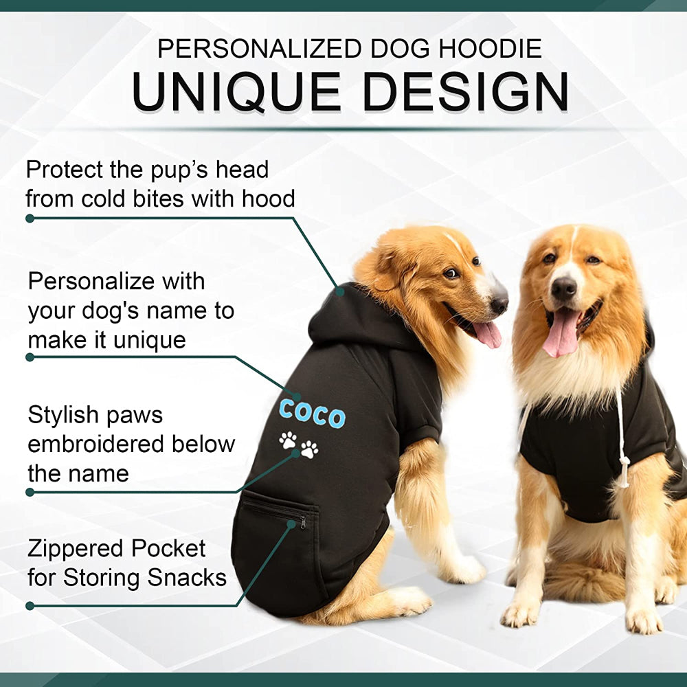 Personalized Dog Hoodie with Name and Paws