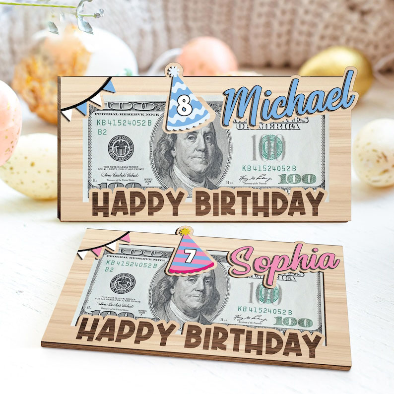 Personalized Funny Birthday Money Holder Gift, Name Money Holder, Birthday Money Gift, Cash Gift Wooden Holder