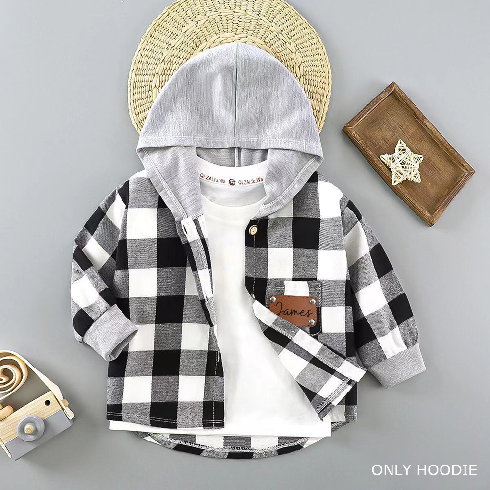 Personalized Kids' Plaid Hooded Shirt Jacket