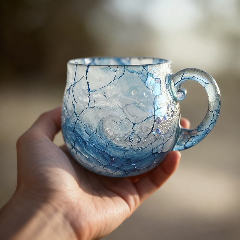 Sunset & Ocean Legend Glass Cup – Handcrafted 12oz Ocean-Inspired Drinkware, Artistic Beach Style Tumbler