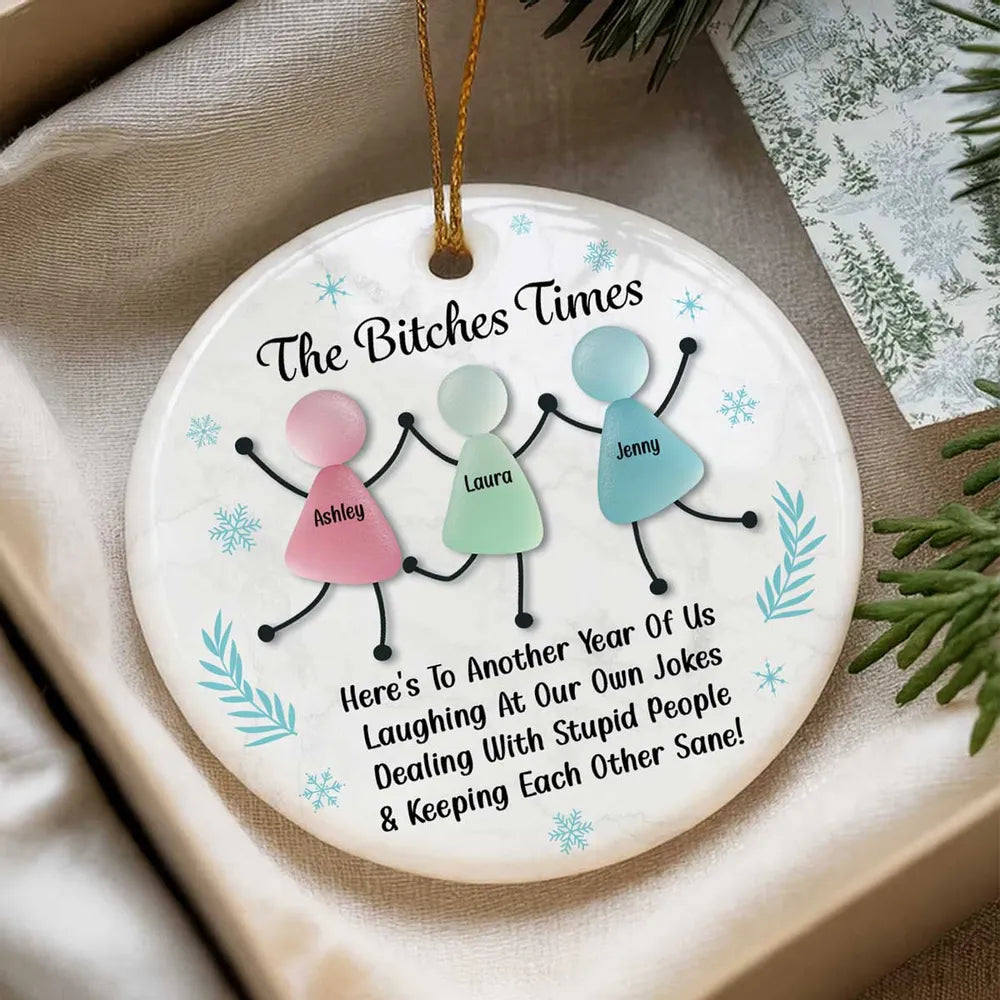 Personalized Funny Best Friends Sea Glass Ornament