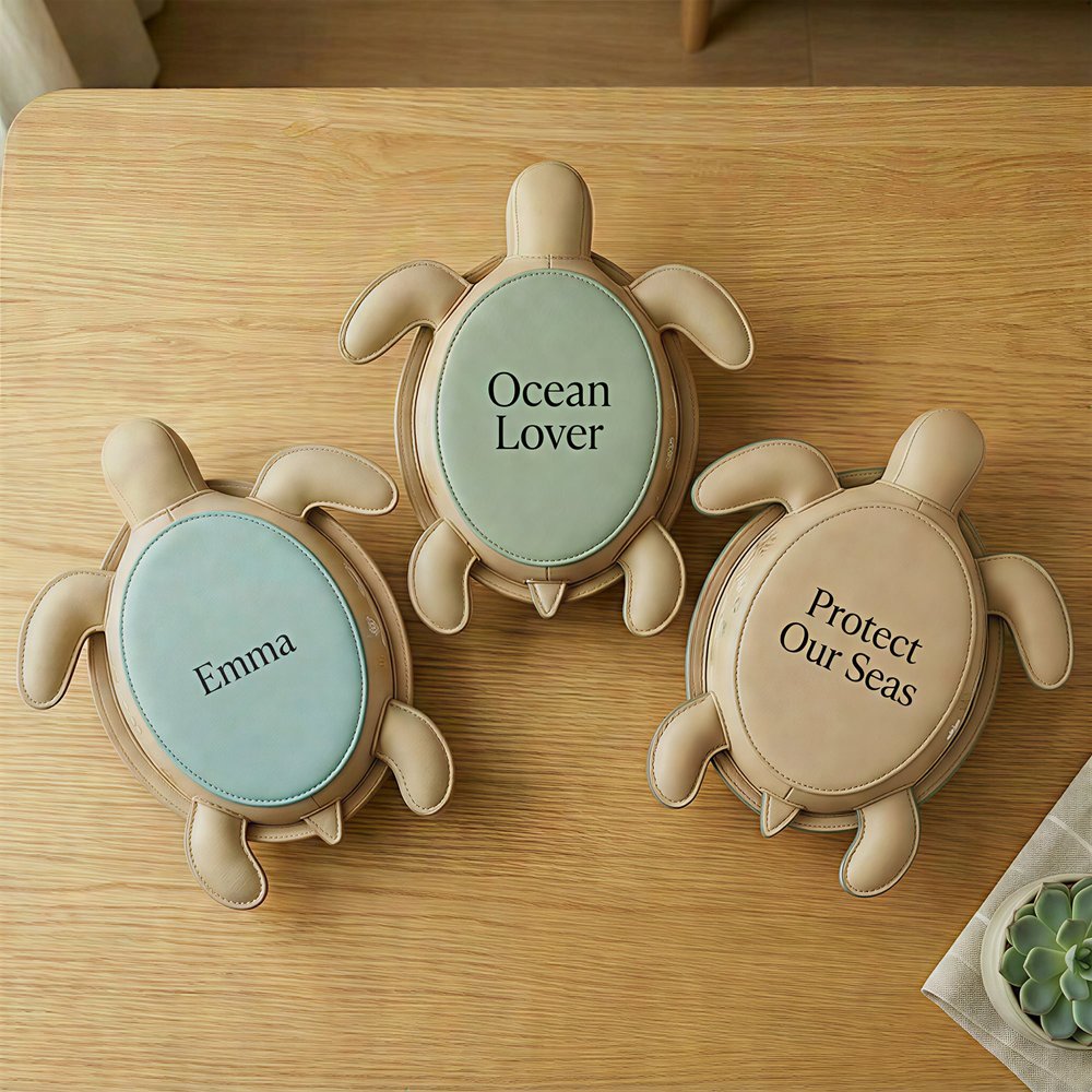 Personalized Sea Turtle Tissue Box Cover with Name, Ocean Inspired Leather Tissue Holder, Coastal Home Decor, Birthday/Housewarming Gift for Women