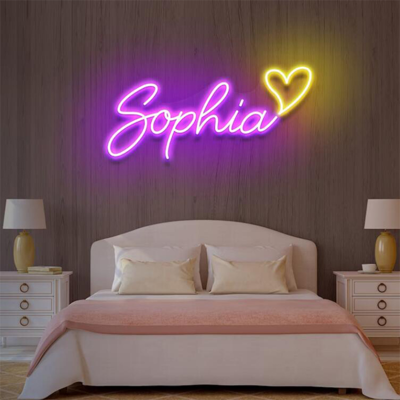Personalized name heart-shaped neon sign