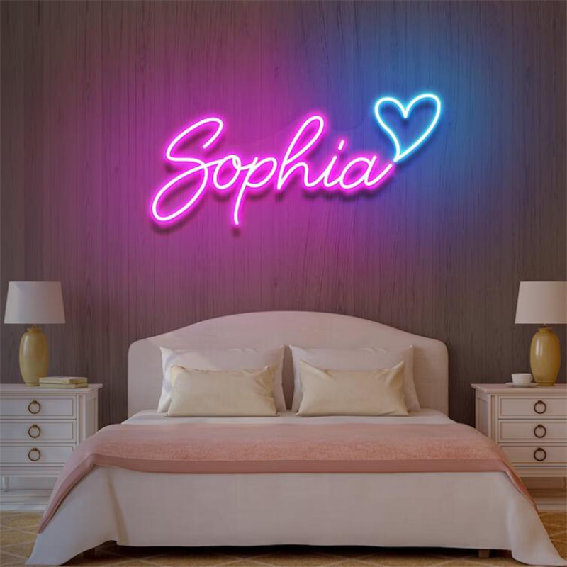 Personalized name heart-shaped neon sign
