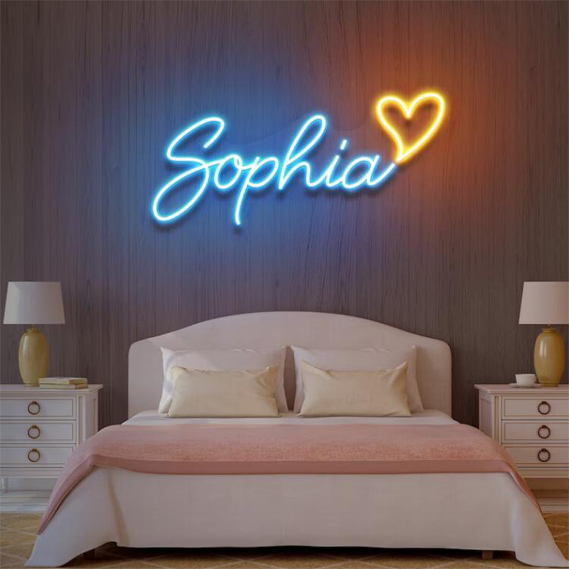Personalized name heart-shaped neon sign