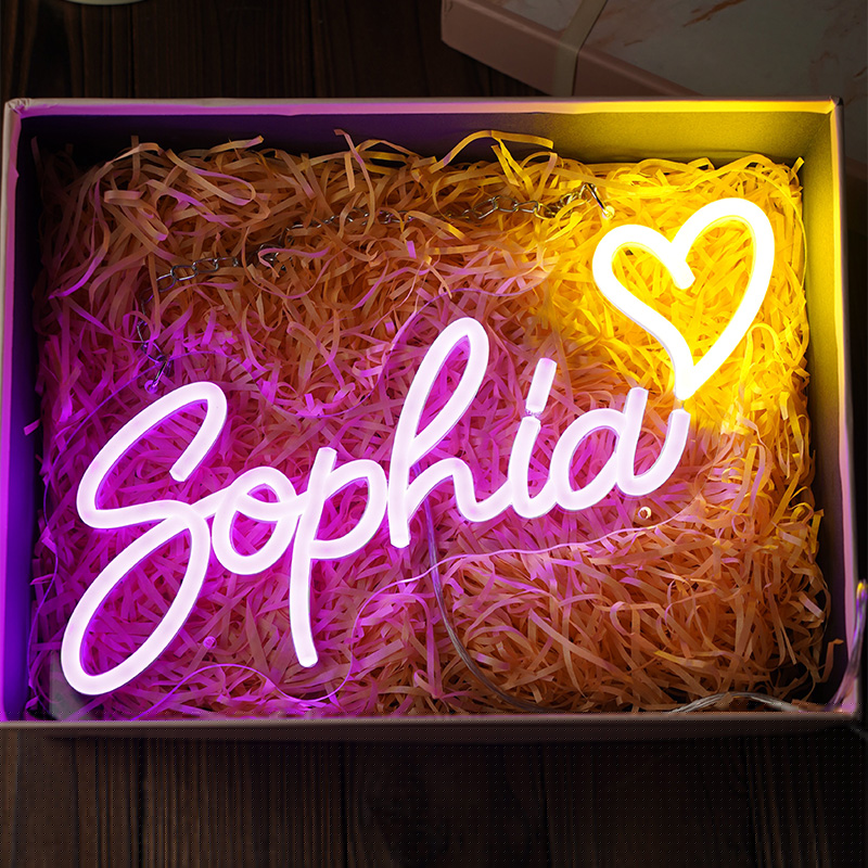 Personalized name heart-shaped neon sign
