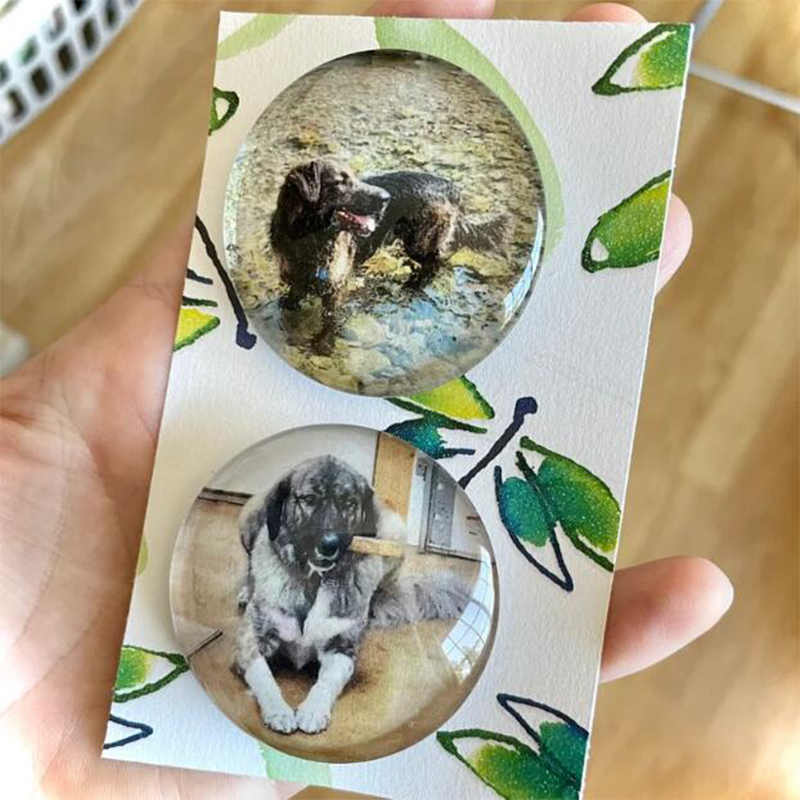 Personalized photo glass refrigerator magnet