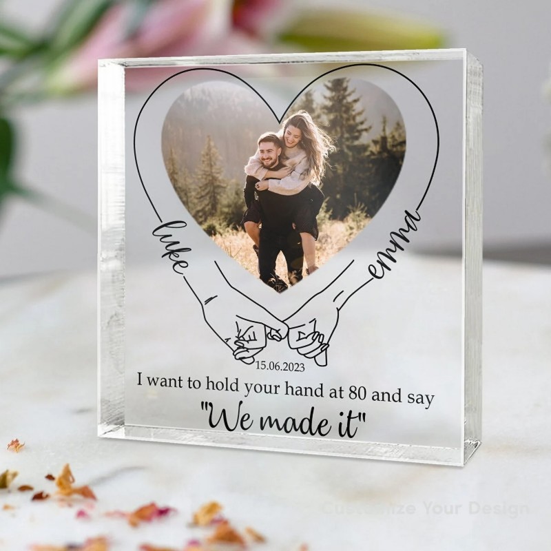 Personalized heart-shaped acrylic plaque couple gift