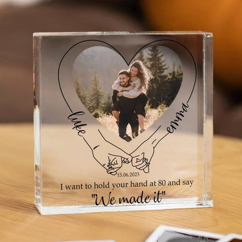 Personalized heart-shaped acrylic plaque couple gift