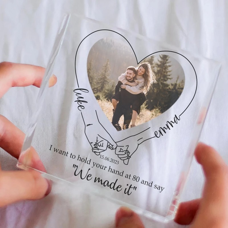 Personalized heart-shaped acrylic plaque couple gift