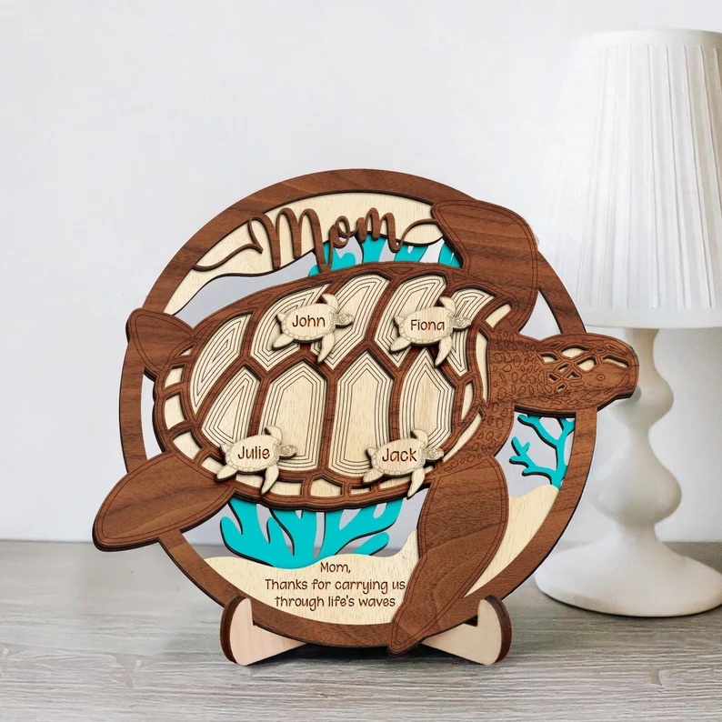 Personalized turtle name Mother's Day wooden sign
