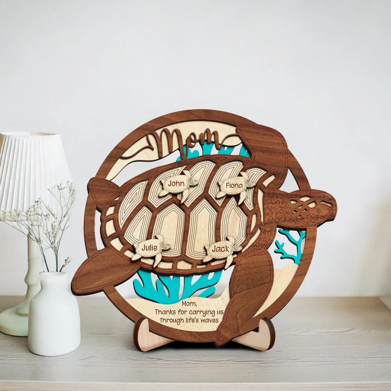 Personalized turtle name Mother's Day wooden sign