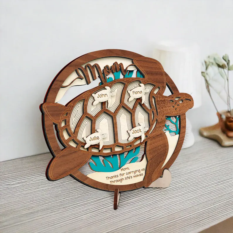 Personalized turtle name Mother's Day wooden sign