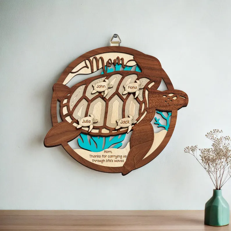 Personalized turtle name Mother's Day wooden sign