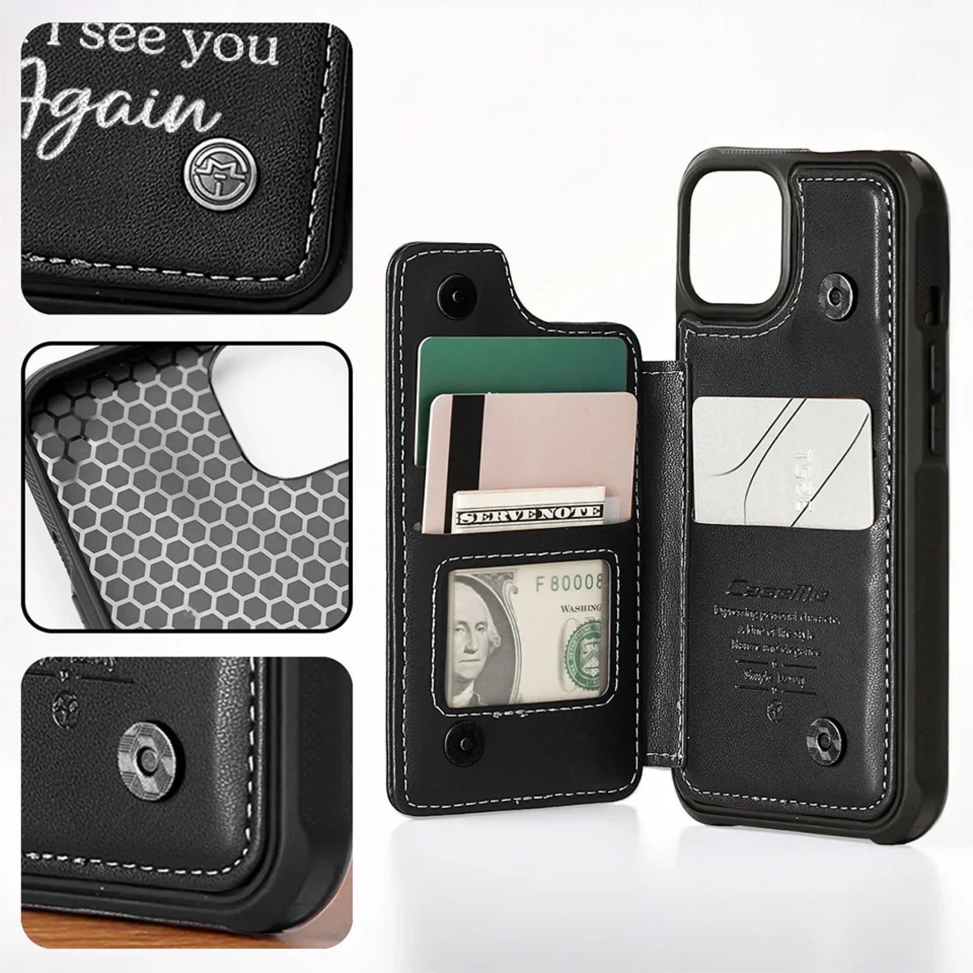 Custom Photo Leather Flip Wallet Phone Case - Personalized Memorial Sympathy Gifts For Loss Of Mom, Dad - I’ll See You In My Dreams Until Then