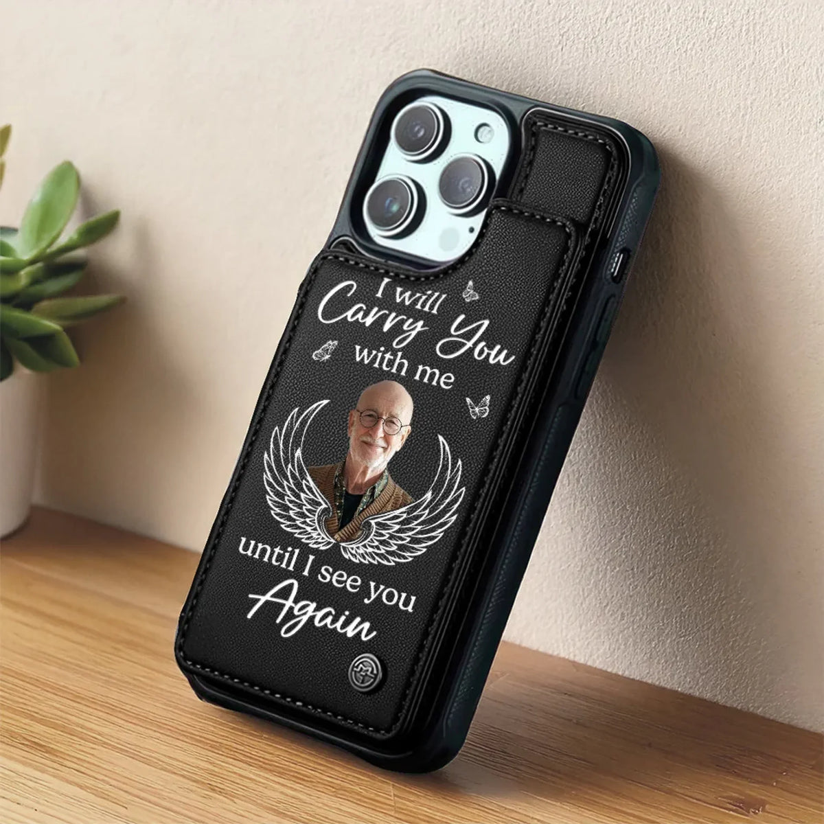 Custom Photo Leather Flip Wallet Phone Case - Personalized Memorial Sympathy Gifts For Loss Of Mom, Dad - I’ll See You In My Dreams Until Then