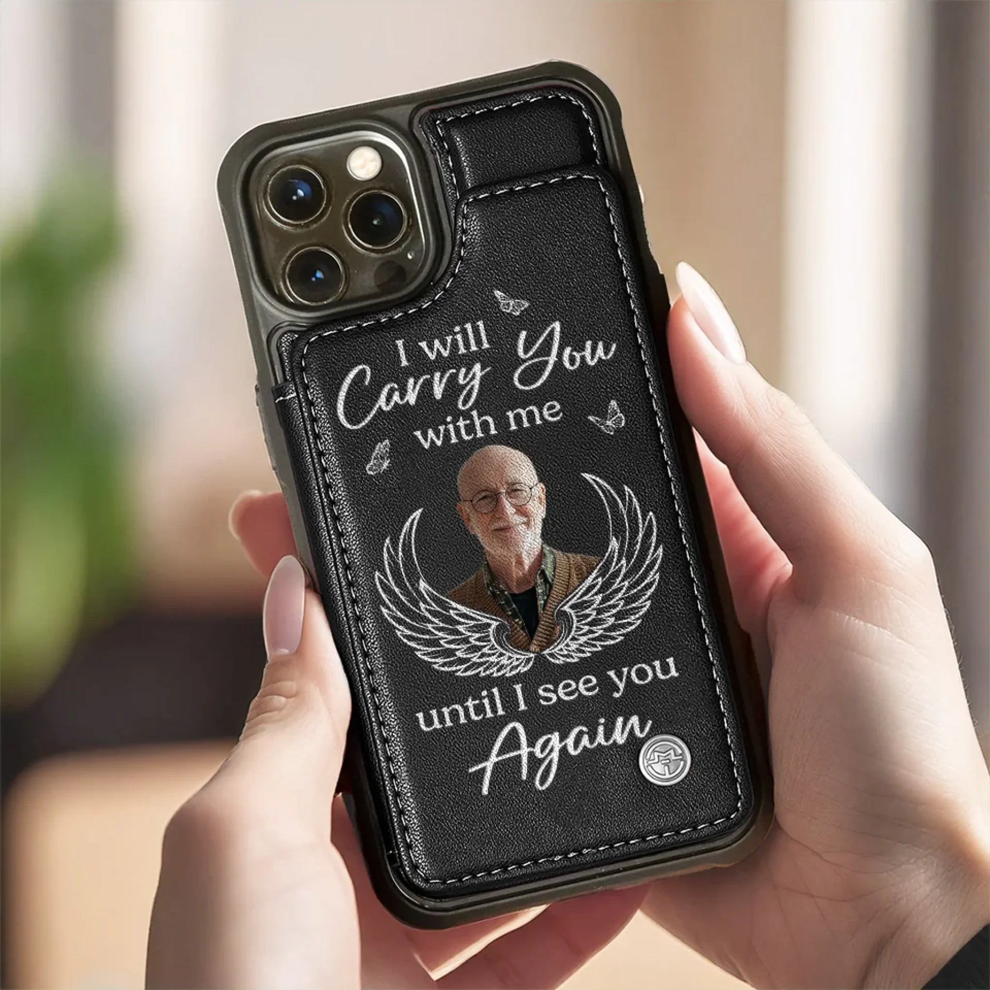 Custom Photo Leather Flip Wallet Phone Case - Personalized Memorial Sympathy Gifts For Loss Of Mom, Dad - I’ll See You In My Dreams Until Then