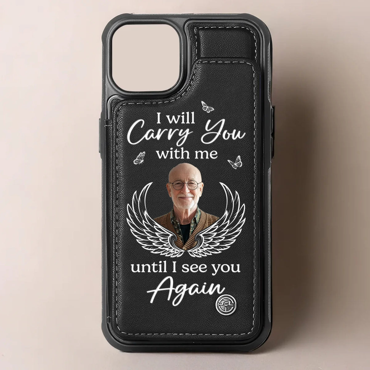 Custom Photo Leather Flip Wallet Phone Case - Personalized Memorial Sympathy Gifts For Loss Of Mom, Dad - I’ll See You In My Dreams Until Then