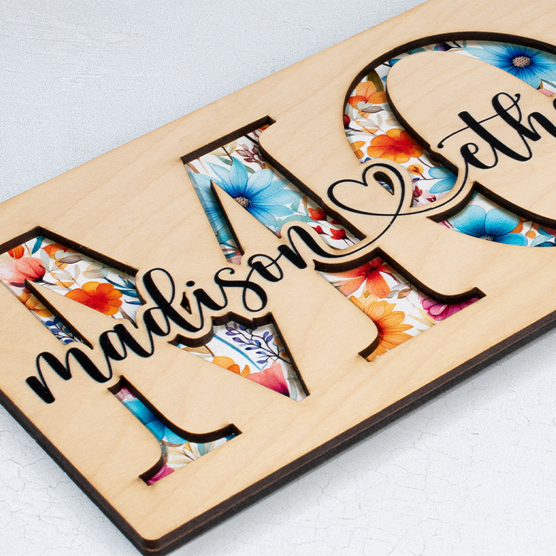Personalized Mother's Day MOM floral wood plaque sign