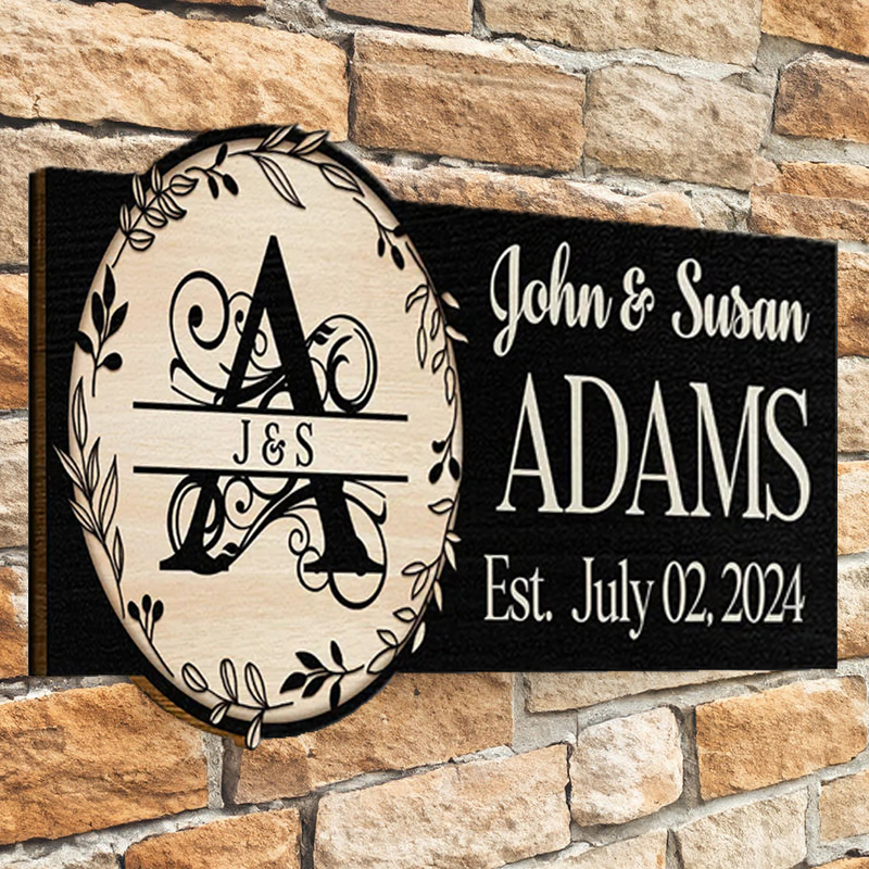 Personalized monogrammed wooden signage