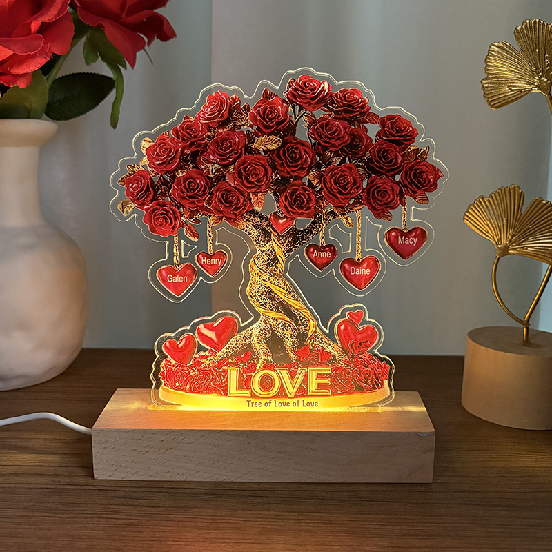Personalized Heart Shaped Name Rose Tree Light