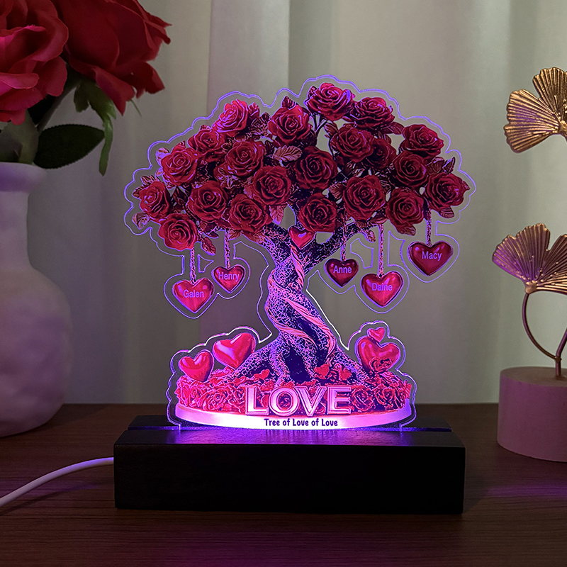 Personalized Heart Shaped Name Rose Tree Light